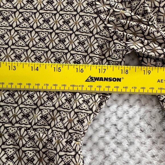 Y2K Suzie in the City Top Womens M Brown Gold Babydoll V-Neck Flared Long Sleeve - Picture 14 of 16